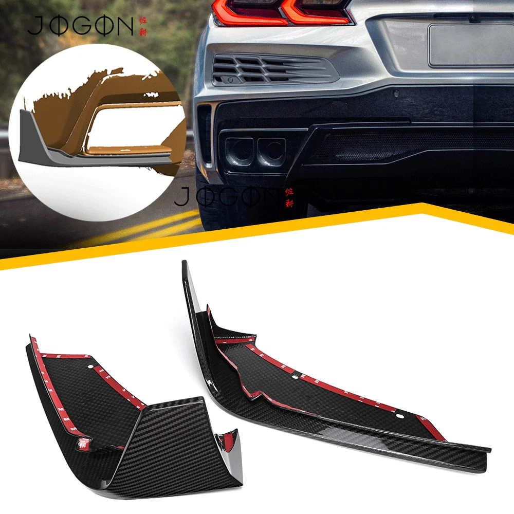 For Chevrolet Corvette C8 Z51 Stingray Coupe Convertible 2020 UP Carbon Fiber Rear Bumper Side Corner Aprons Exterior Body Kits
