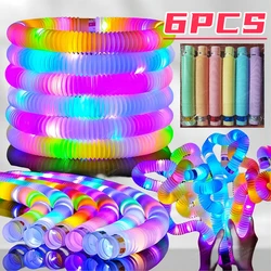 6PCS/Pack Colorful Pop Tubes Sensory Toy For Adult Fidget Stress Relieve Toys Kids Folding Toy Bellows Children Squeeze Toys