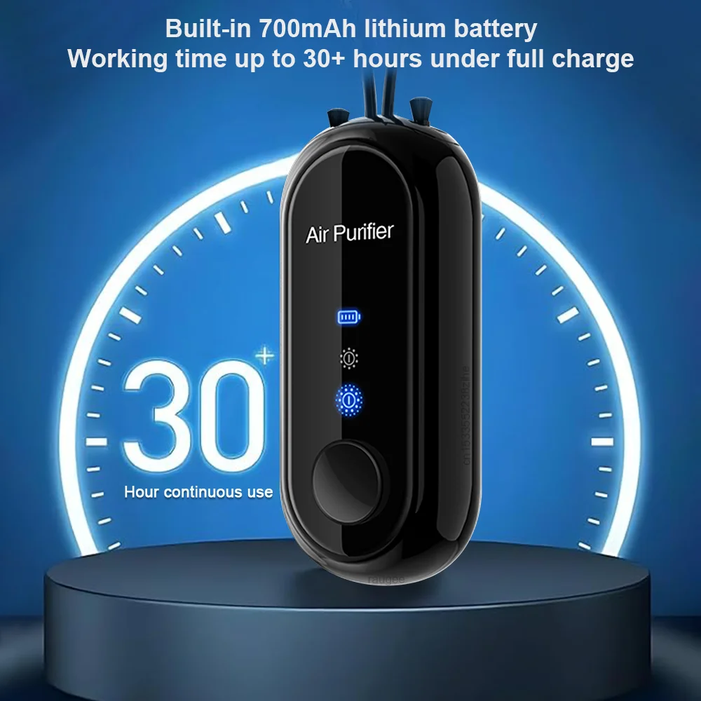 Mini Air Purifier Negative Ion Generator Air Freshener for Cars Portable Hanging Neck Air Purifier Smoke PM2.5 Virus Remover