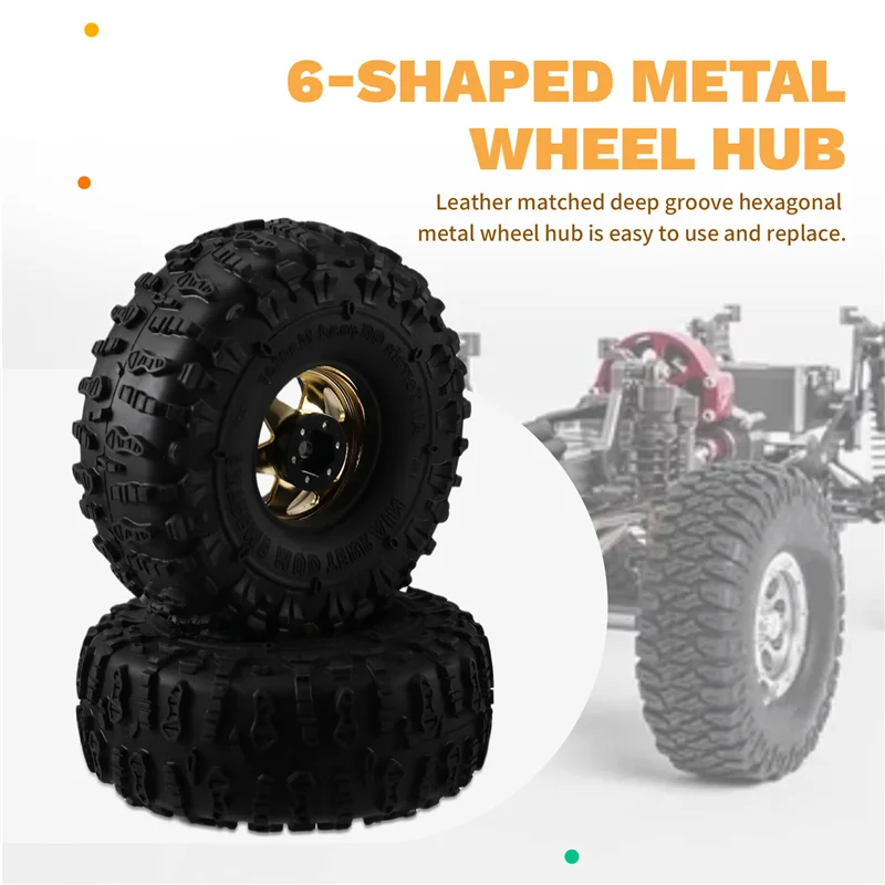 

M07K-4Pcs 122Mm 1.9 Inch Metal Beadlock Wheel Rim Rubber Tire Set For 1/10 RC Crawler Car TRX4 D90 D110 Axial SCX10