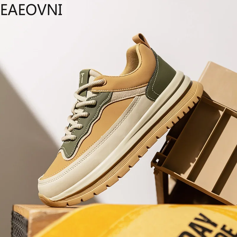 Four Seasons Man Sneakers New Arrival Men's Sports Sneaker Soft Comfortable Trendy All-match Platform Height-increasing Simple