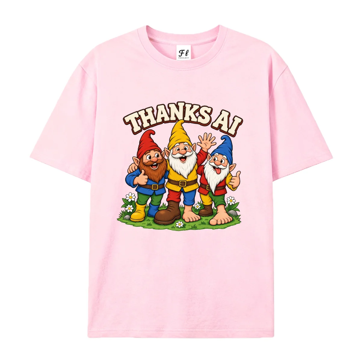 Women Short Sleeve T Shirt Cute Garden Gnome Graphic Tees Thanks Ai Quote Print Summer Crew Neck Casual Funny Tops for Ladies