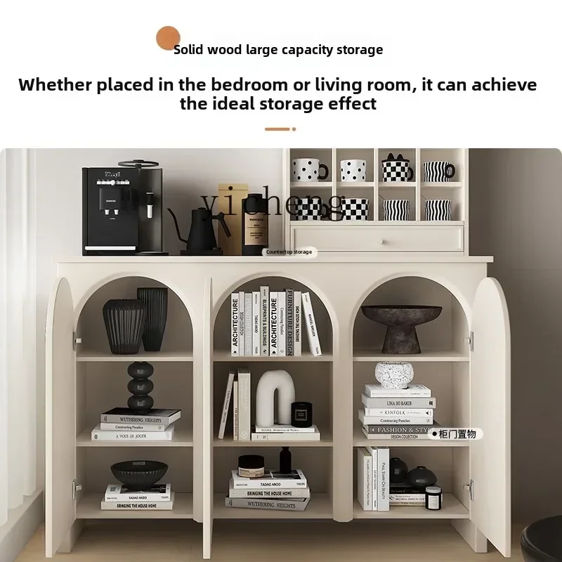 r5.13  solid wood dining side cabinet integrated against the wall, locker household living room dining room chest cabinet