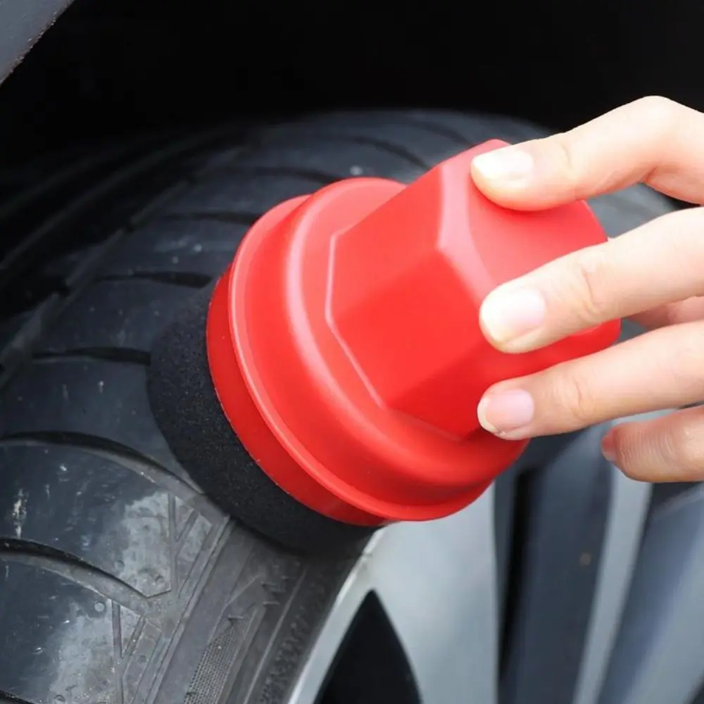 Curved Tire Polishing Sponge with Cover Reusable Tire Dressing Applicator Car Cleaning Pad