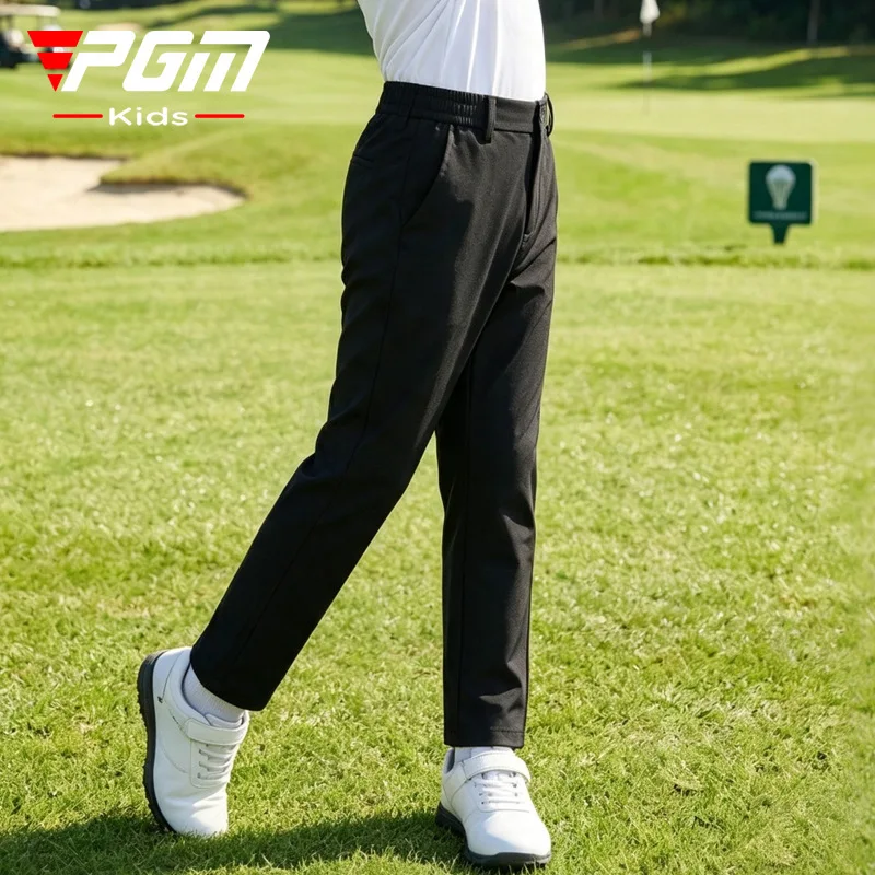 2026 PGM Golf Boys Summer Pants Elastic Waist Soft Sports Long Pants Color Block