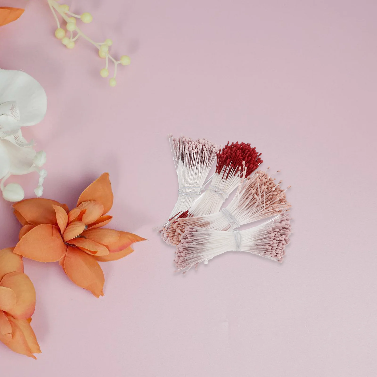 4 قطعة تصميم مزدوج الرأس مطوية DIY بها بنفسك الزهور الصناعية الحرفية ترتيبات الأزهار ديكور الحفلات زهرة صنع براعم اللؤلؤ Pistils