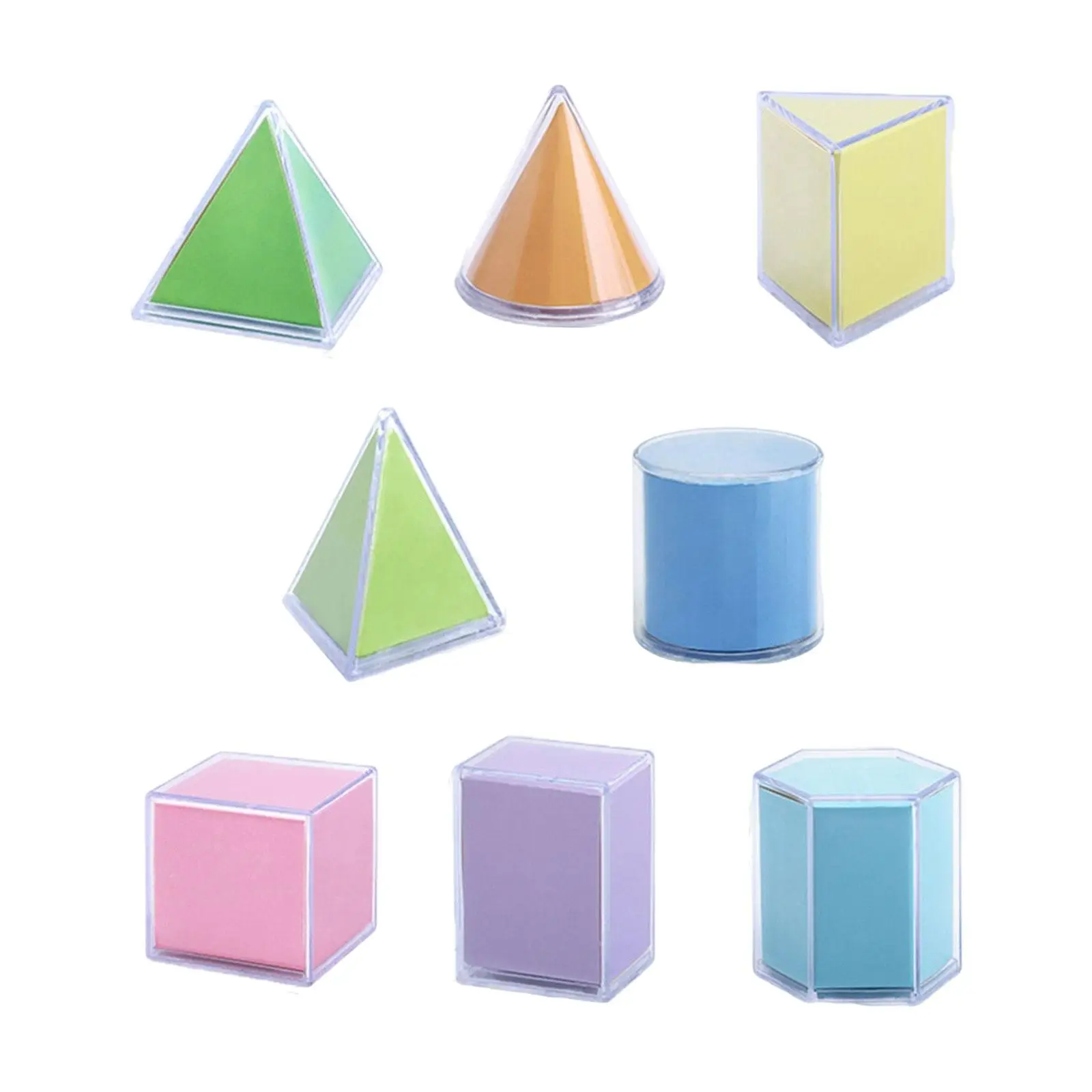 8Pcs Transparante 3D Vormen Geometrische Montessori Speelgoed Math Speelgoed Stapelen Spel Educatief Speelgoed Voor Leeftijden 2 + Baby Kinderen peuter