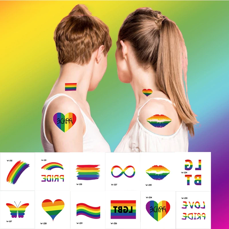 LGBT Pride Day tattoo stickers Flag Rainbow Heart Unisex Pride Day