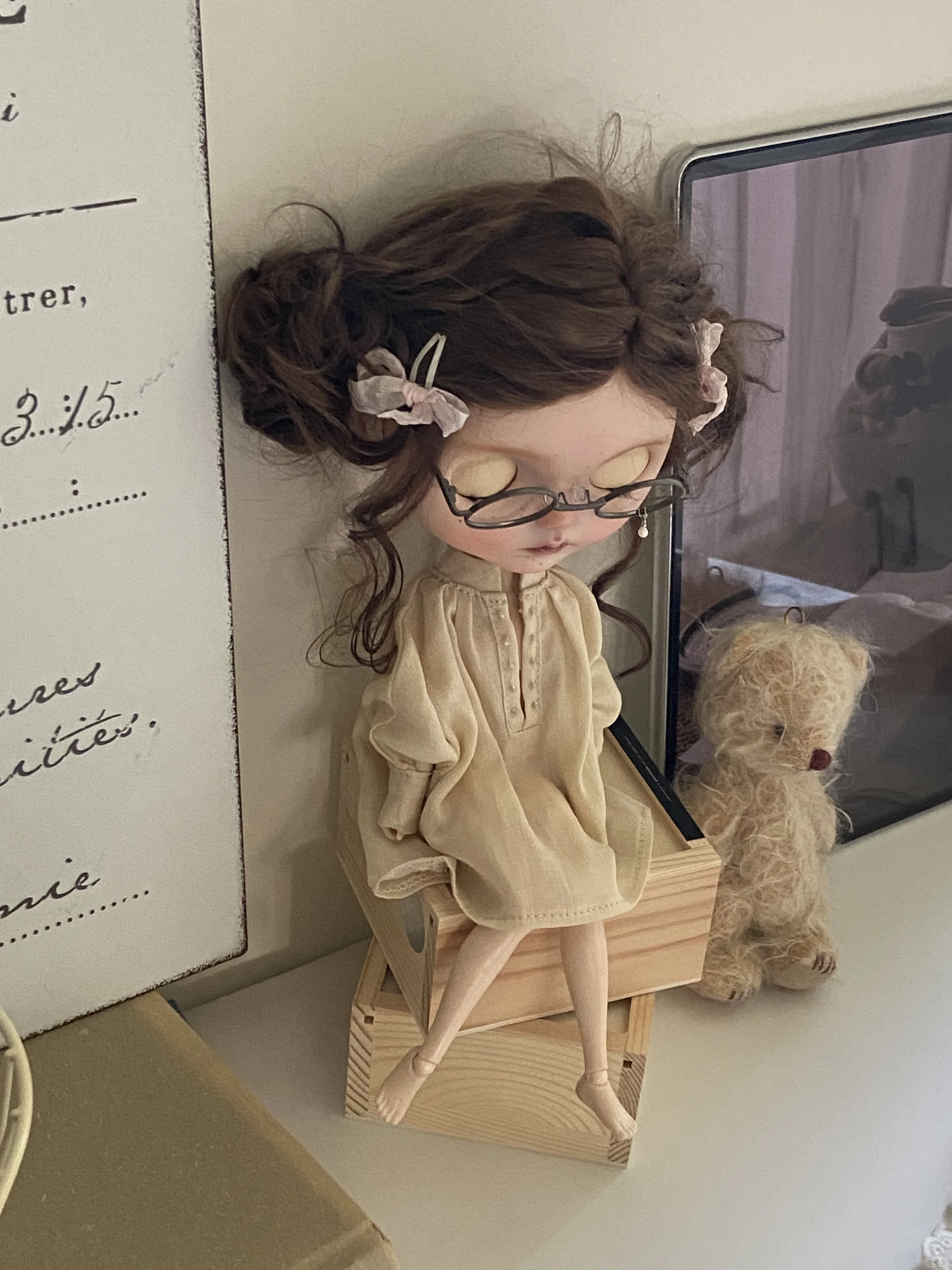 Personalizowana lniana kurtka dla lalek BJD z głębokim dekoltem w serek, luźny krój, mała kurtka dla lalek materiałowych, rozmiary 1/6 1/4 1/3 ob22ob24 W527