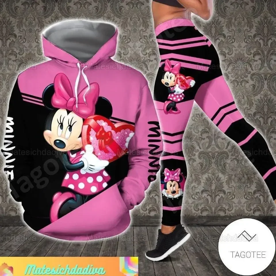 Disney Minnie 3D Hoodie Women's Hoodie Set Mickey Yoga Pants Sweatpants Disney Yoga Hoodie Leggings Fashion Tracksuit