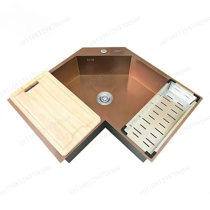 Deep Basin Stainless Steel Corner Sink - Large Capacity Kitchen & Bar Countertop Sink