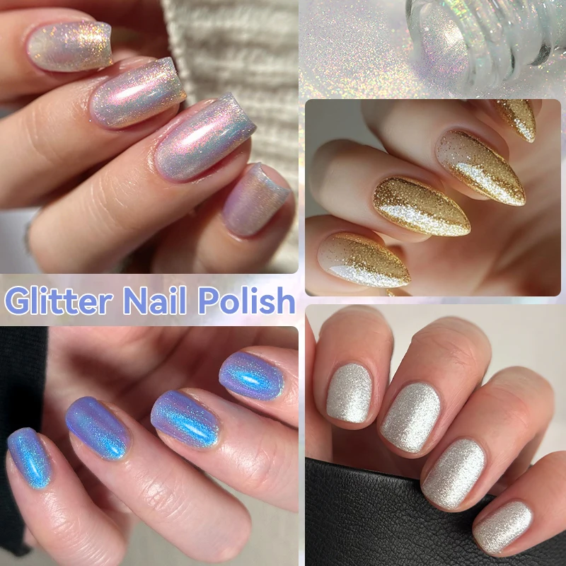 Lilycute 7ml glitter unha polonês colorido brilhante pérola auroras efeito concha manicure unha arte verniz sem necessidade de lâmpada curada