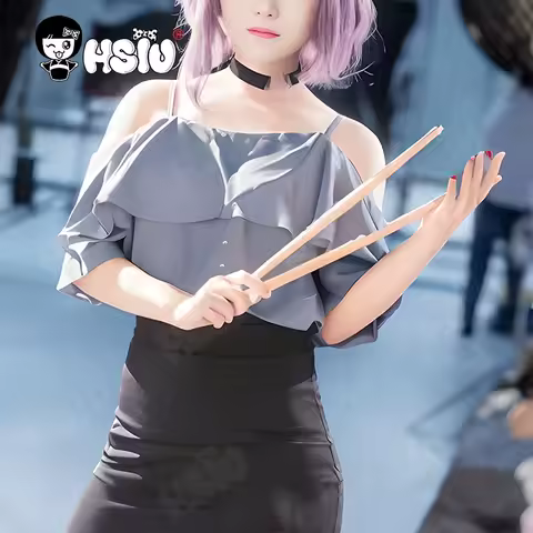 Yutenji Nyamu Cosplay Clothing Wig HSIU Short skirt set 30cm Grey purple short hair Anime BanG Dream! Cosplay Clothing Wig