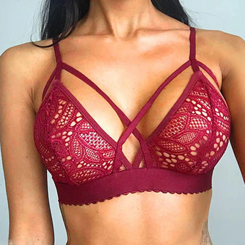 See Through Lace Mesh Unlined Bra Lace Bras Bralette Sexy Unpadded for Women