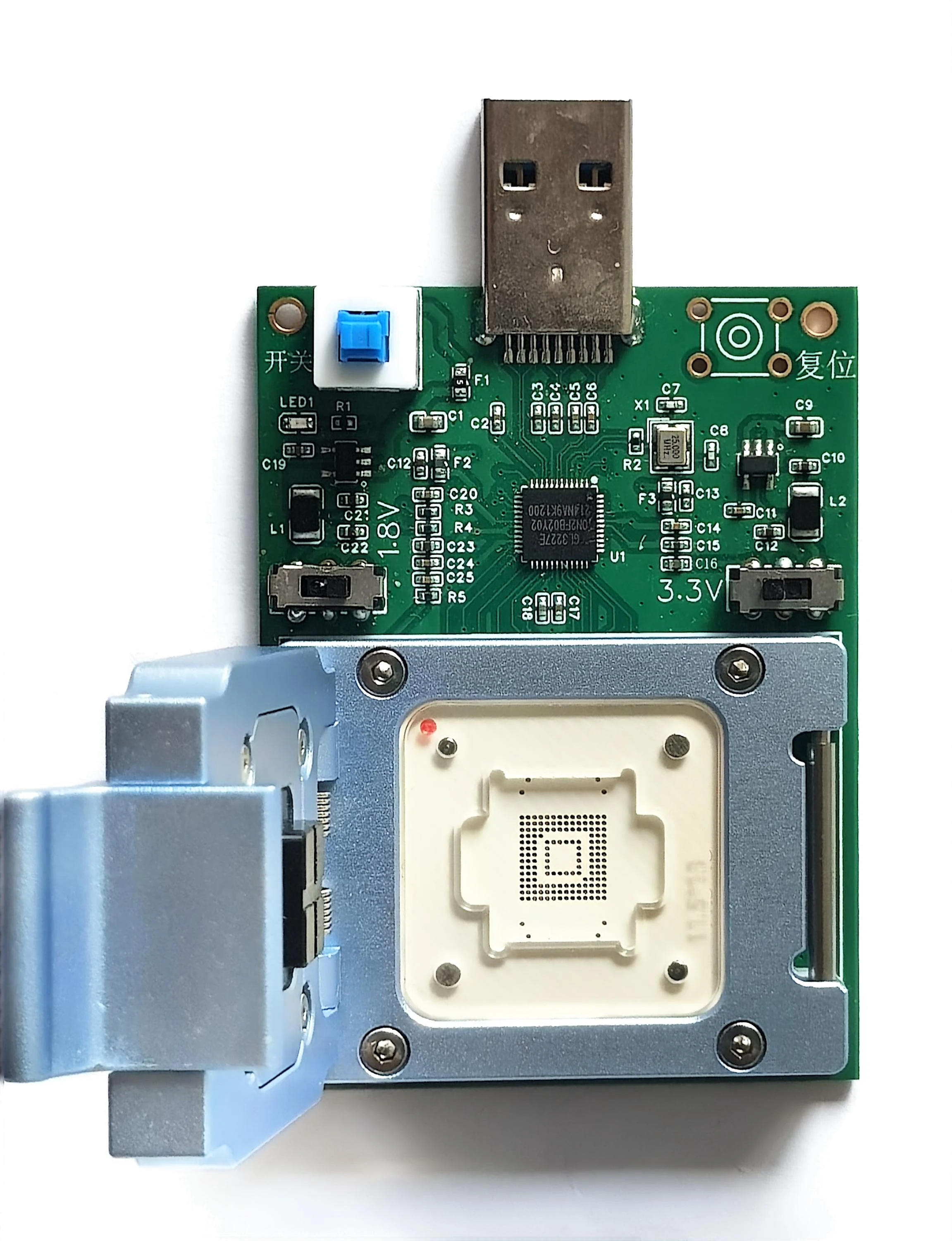 EMMC Test Seat BGA153 to USB3.0, Main Control GL3224 and GL3227E, Plug in Directly to the Computer