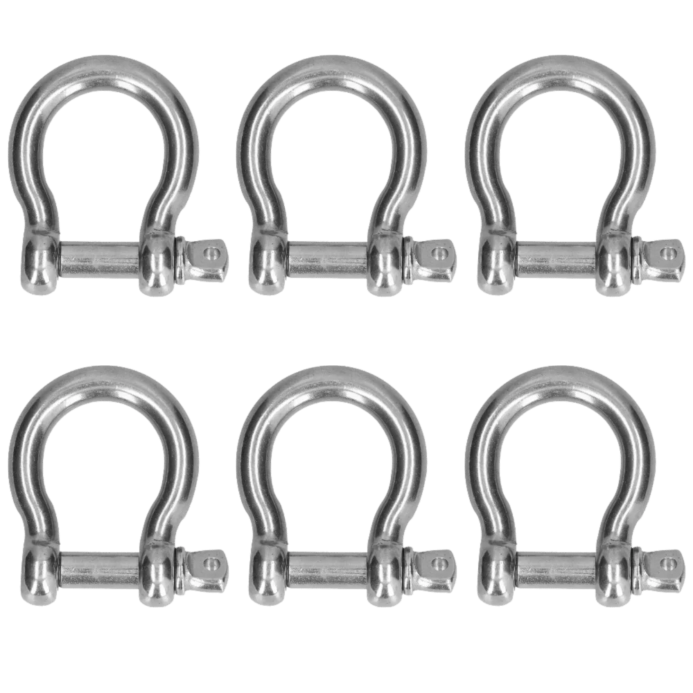 6pcs Secure Bow Shape Design Screw Pin Shackle Durable Heavy Duty Bow Shackle Clevis Connector Chain Connection