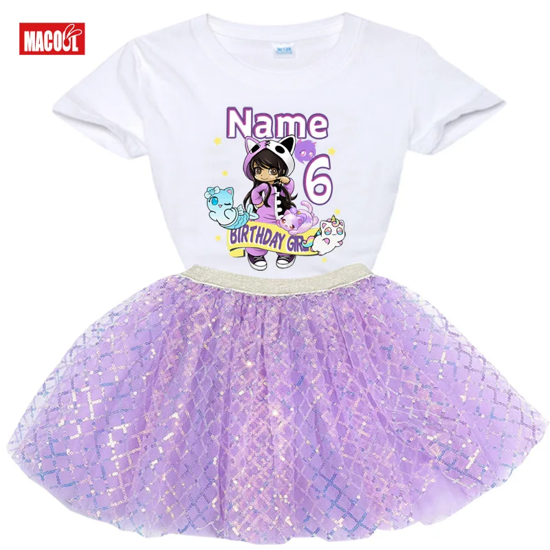 

Girl Birthday Outfit Tutu Set Kids Party Shirt Dress Child Suit for 5th 6th Anniversary 6 Years Old Girls Clothing Set