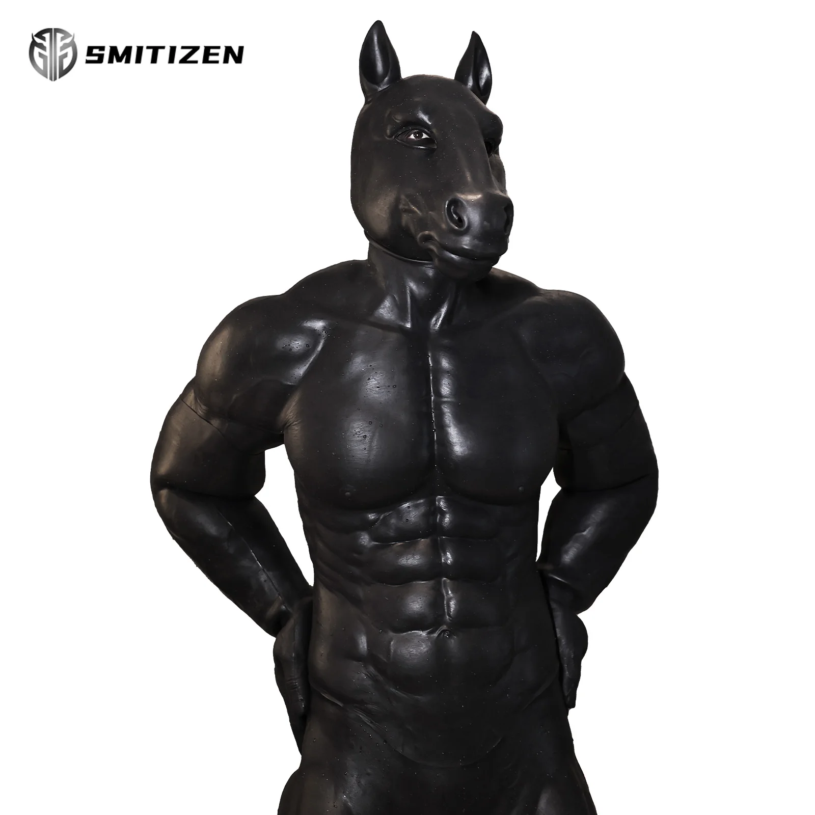 Smitizen Silicone Black Horse Mask Real Animal Monster Masken Cosplay Costume Hoods