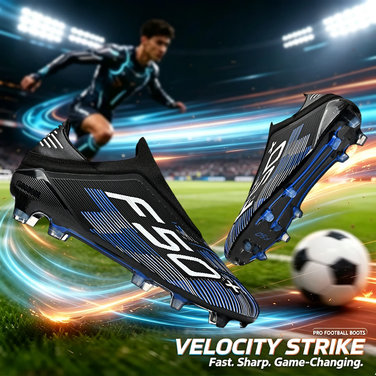 Adult AG FG Hybrid Soccer Cleats, Textured PU Upper for Better Ball Control, TPU Mixed Studs for Wet Natural Grass Match - view 5