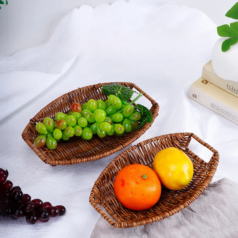 

Imitation Vine Bread Basket Fruit Plate Hotel Home Creative Japanese Long Elliptical Fruit Plate