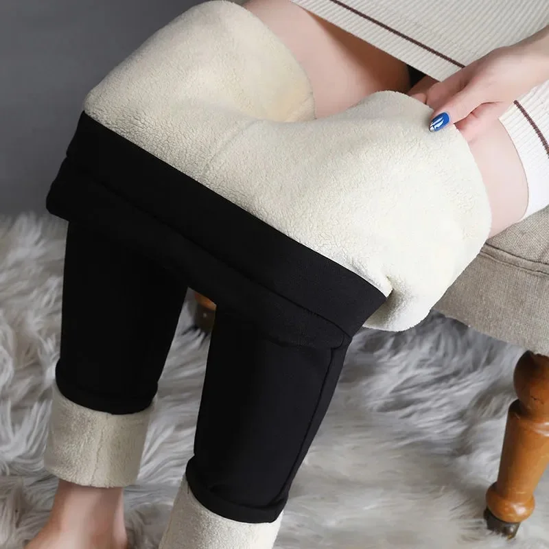 We.Fine Solid Color Fashion Leggings Women Elegant Chic Bottoms Thick Warm Women's Leggings Elastic Female Leggings For Women