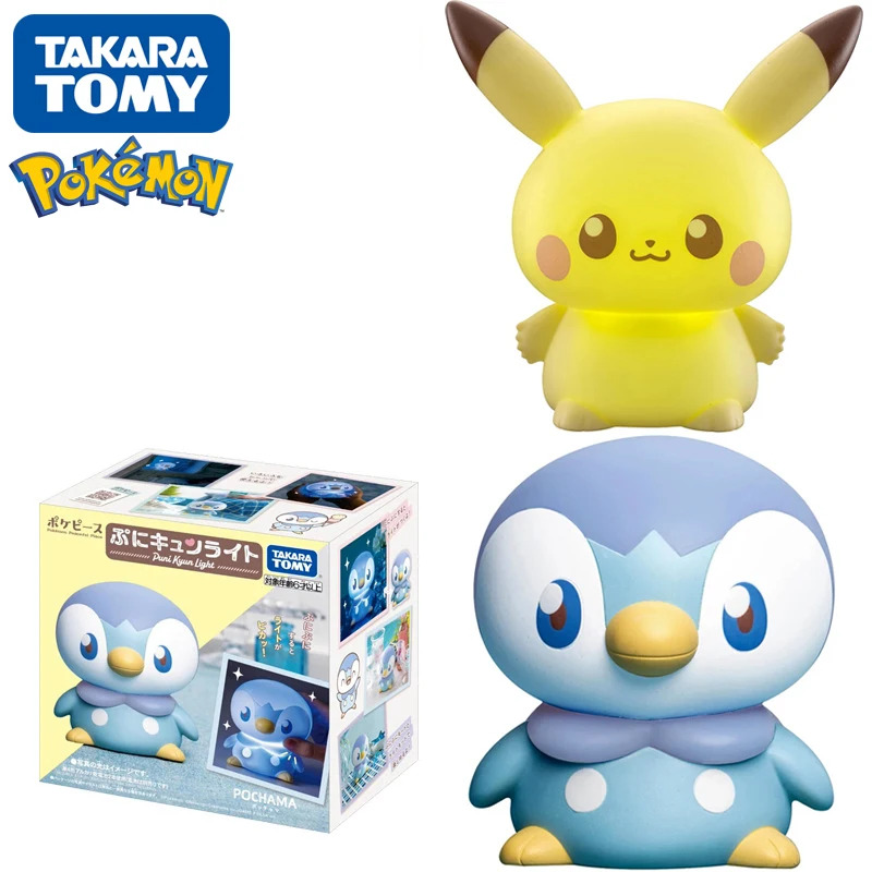 Original Pokemon Pichu Pinch Lamp Action Figure Toys Cute Piplup Led Night Light Model Dolls Table Bedroom Decoration Gift Kids