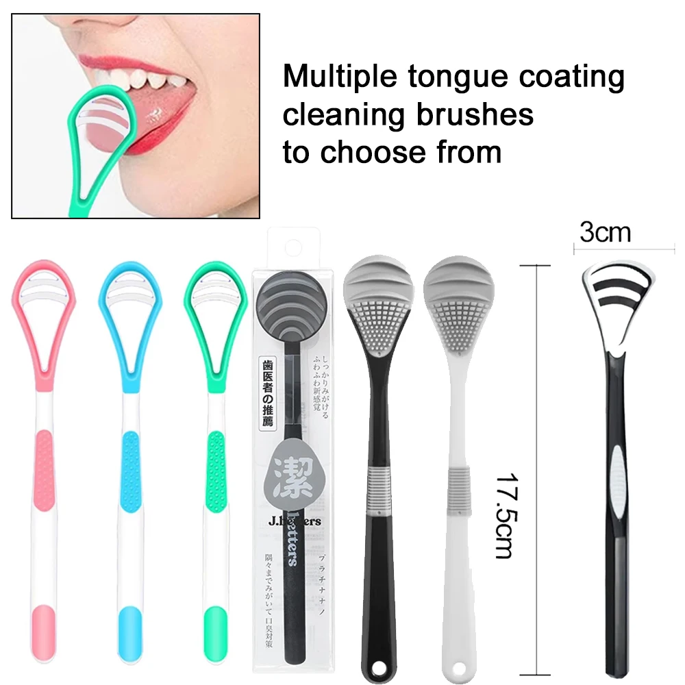 

Premium Tongue Scraper for Bad Breath Removal Reusable Soft Bristle Tongue Cleaner Brush Oral Care Hygiene Tool