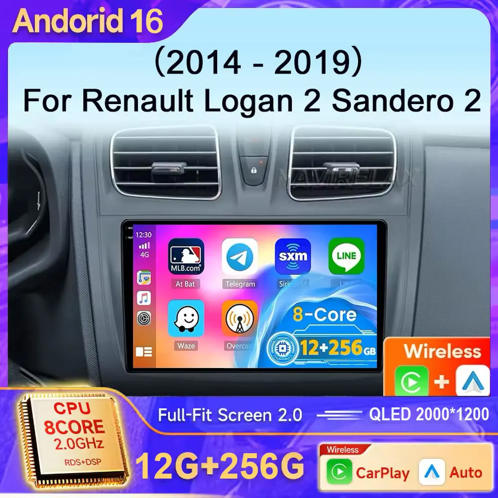 Car Radio Multimedia Video Player Symbol Android 16For Renault Logan 2 Sandero 2 2014 2015 2016 2019 2 Din Auto Carplay gps dvd