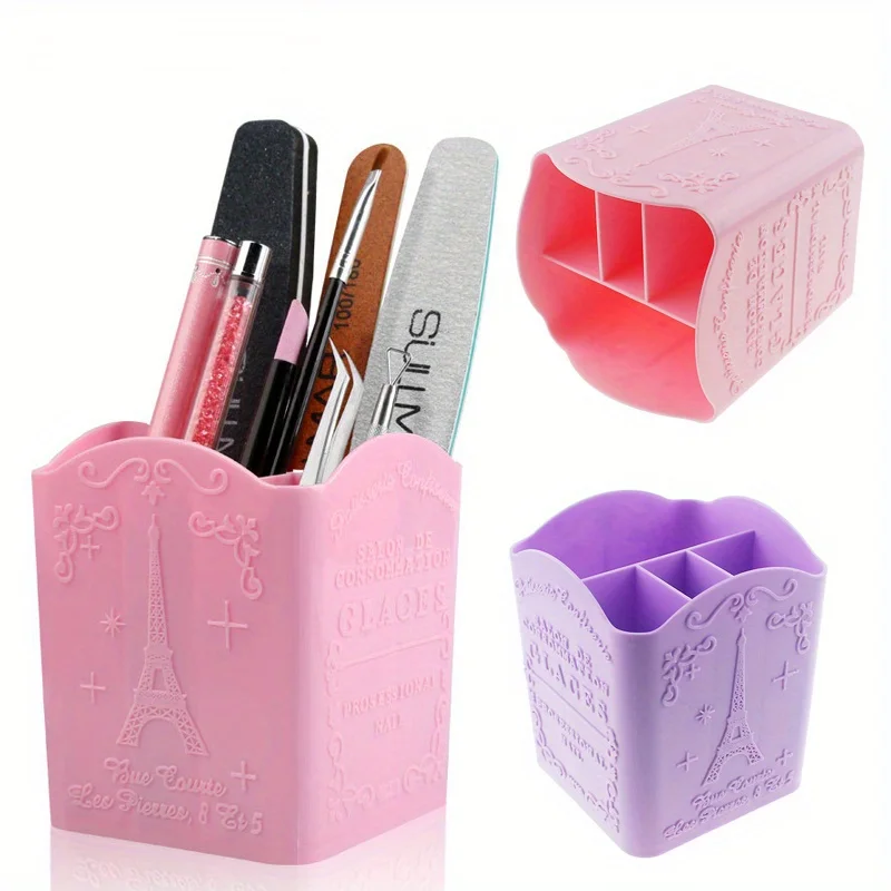 Nail Art Pinselhalter mit 4 Fächern, Aufbewahrungsbox für Make-up-Pinsel, Aktenpuffer, Nagelwerkzeuge, Nageldisplay-Halter