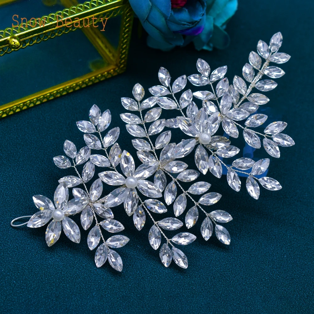 مجوهرات زفاف يدوية الصنع ، إكسسوارات شعر ، ملابس شعر كريستال للزفاف ، رأس حفلة موسيقية فاخرة ، موضة ، DZ128 #5