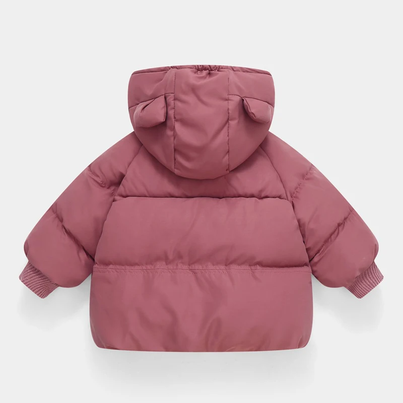 Winter Autumn New Baby Girls Jacket Solid Color Thick Keep Warm Down Outerwear For 2 3 4 5 6 Years Boys Hooded Cotton Snowsuit