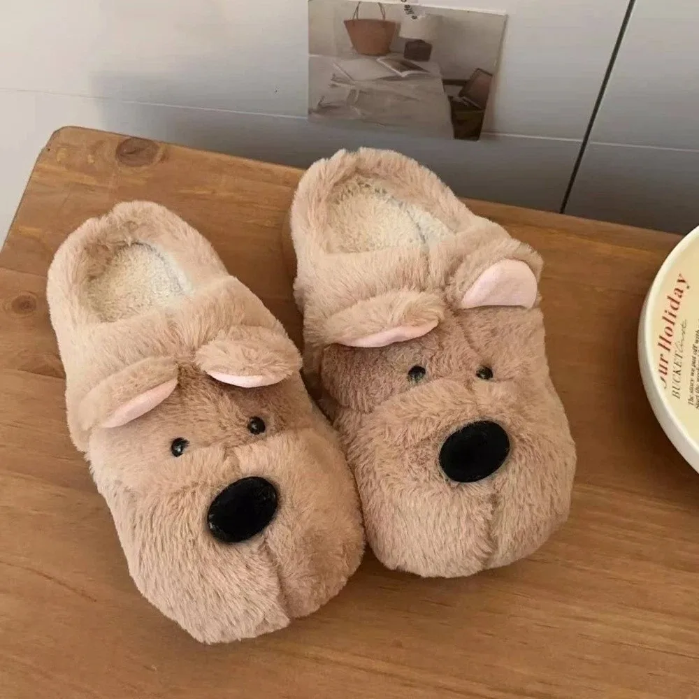 رقيق الشتاء جرو نعال قماش المرتفعات الغربية الكلب سميكة سوليد الدافئة نِعال من الفراء طالب المضادة للانزلاق Y2K شبشب كلب #3