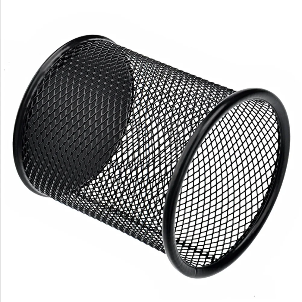 4 Stück runder Draht-Bleistifthalter, robuster Metallbecher für Scheren, Lineale, Desktop-Organizer, Heimbüro, Verwendung, schwarzer Bleistifthalter