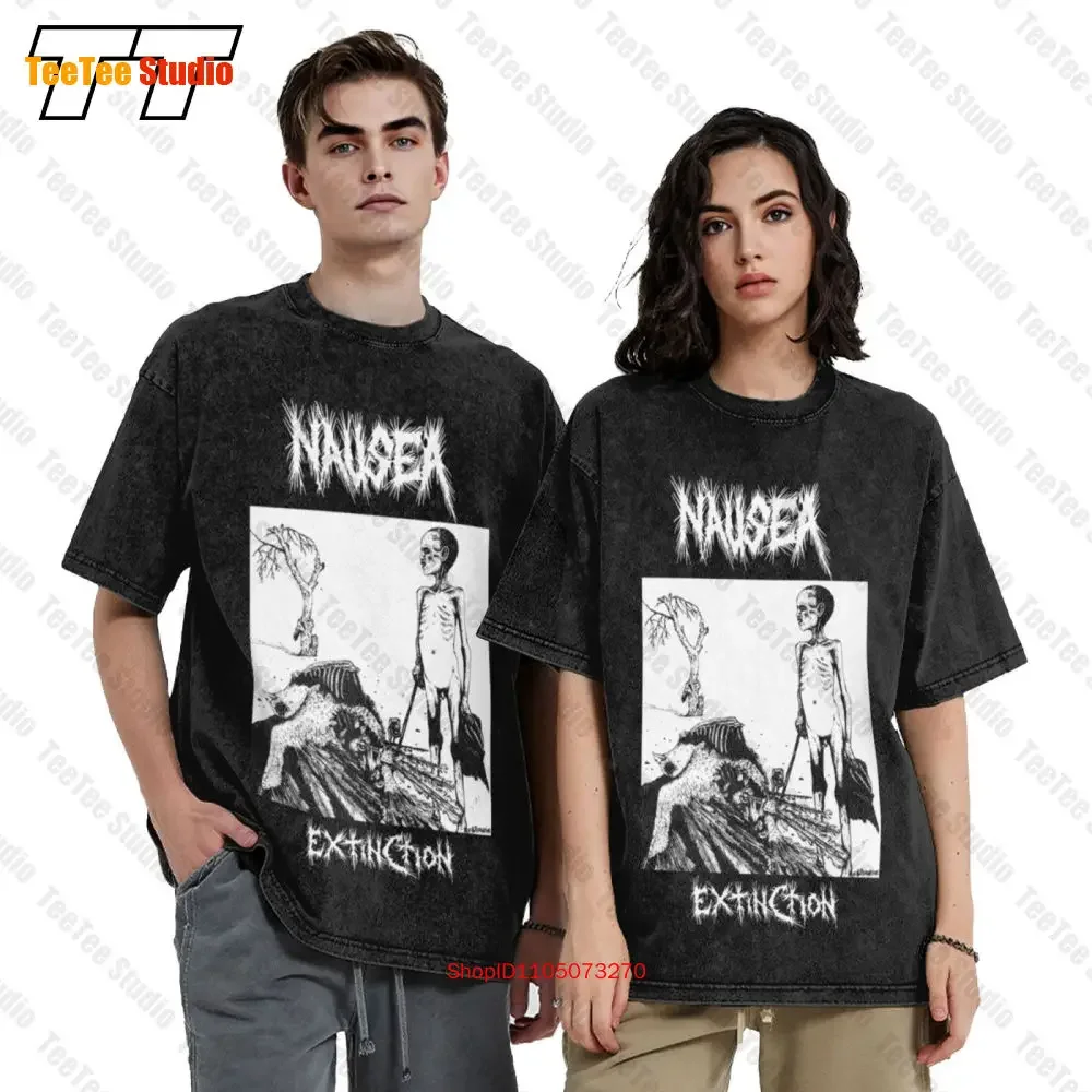 Nausea Extinction 1990 Album Cover Vintage Oversized T-Shirt FXAH