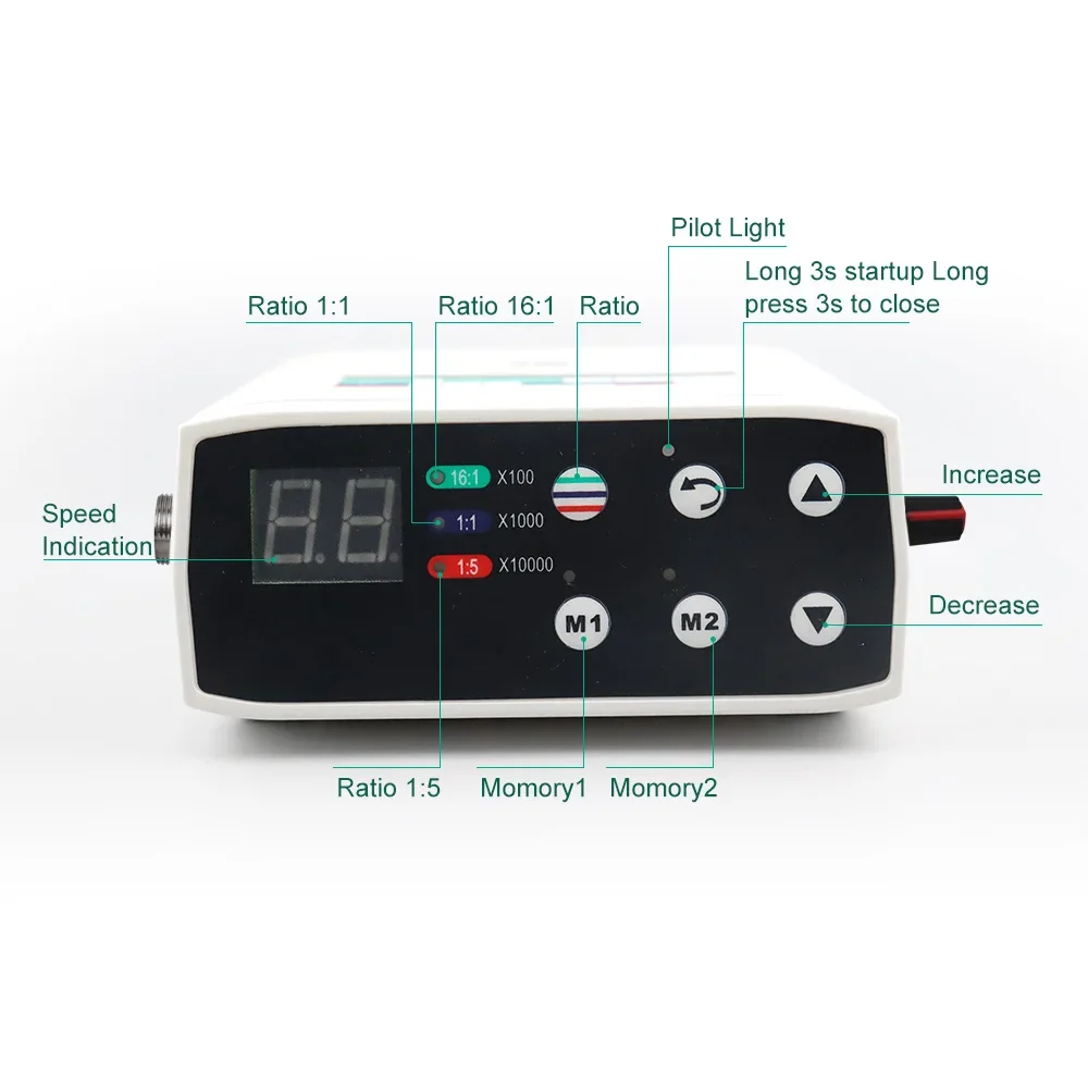 

Dental LED Brushless Micro Motor with Water Tank Internal Spray 2/4 Hole Fit for 1:1/1:5/16:1 Increasing Contra Angle Handpiece