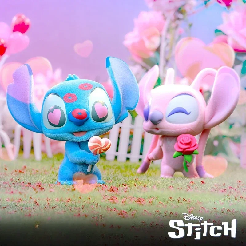 

Original Disney Stitch & Stitch & Angie Valentine'S Day Mini Collection Action Figure Set Desktop Ornament Birthday Toys Gifts