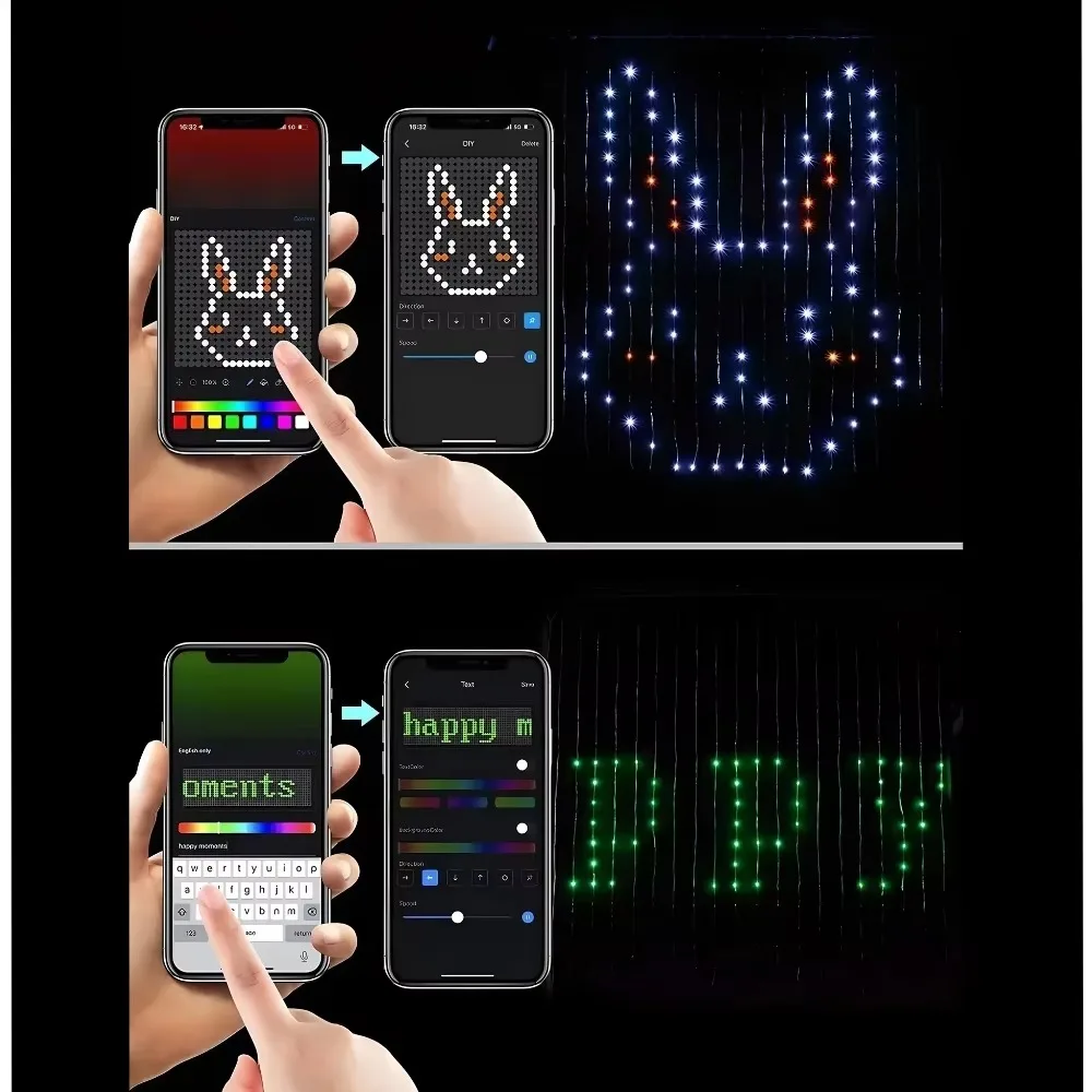 Novelty Decorative Christmas Net Lights Set Bluetooth App RGBIC Multicolor Outdoor Wall Hedge Yard Decoration view 3