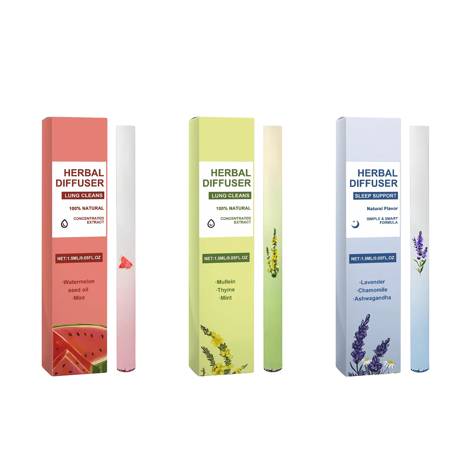 Herbal Diffuser Lavender Helps with Sleep Lung Clean Keep Breathing Smooth Relieve Anxiety Improving Sleep Herbal Diffuser 1.5ml