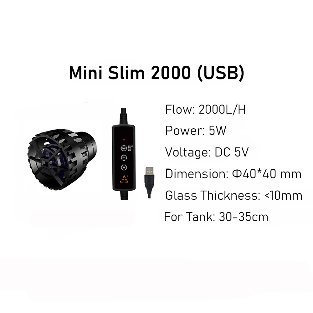 NONE ZKSJ Mini Slim 2000/3000 App Programmiert Ultra Quiet DC Mini Aquarium Wavemaker Umwälzpumpe für Marine Coral Reef Aquarium 3