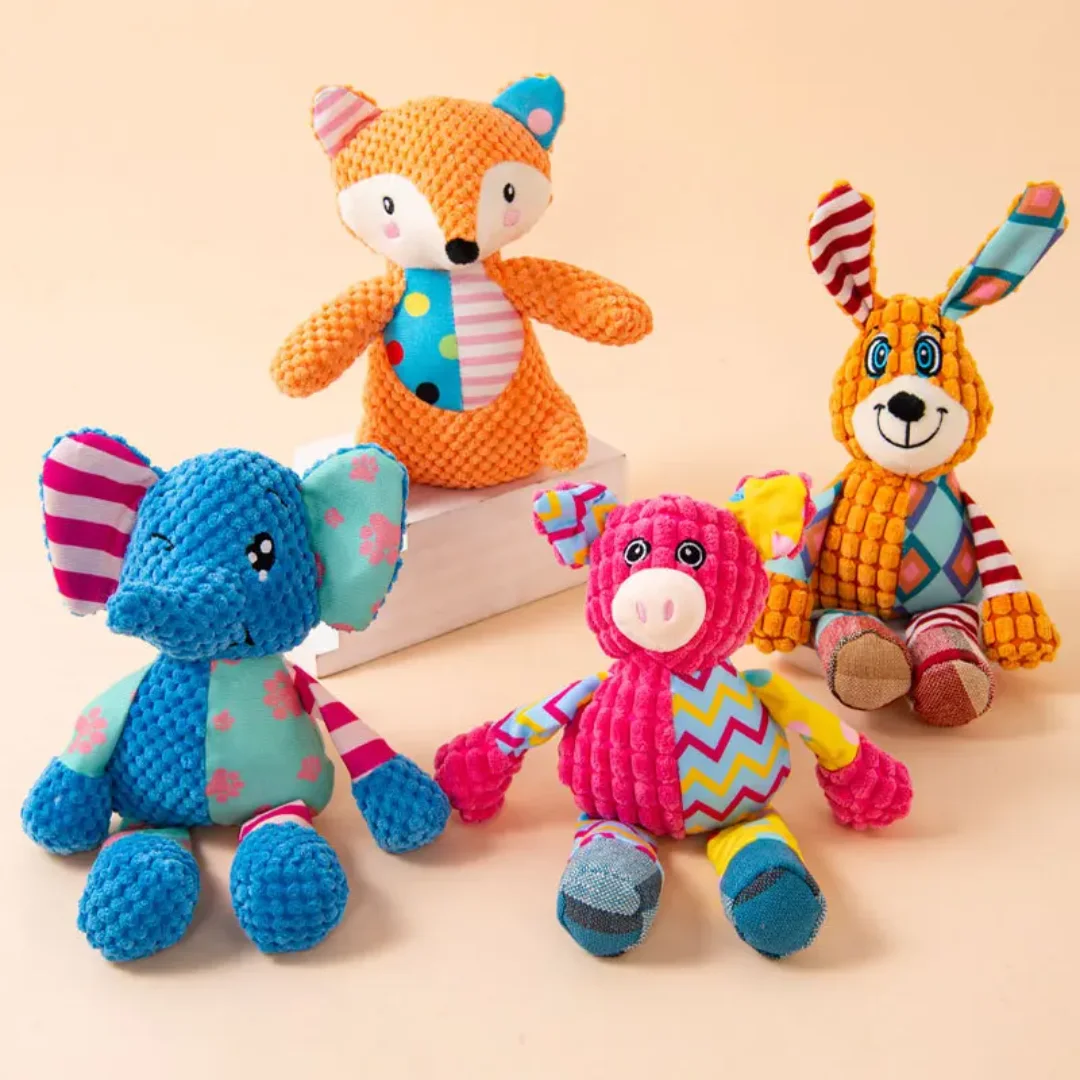 Cute Fox Elephant Plush Dog Toy Bite Resistant Interactive Squeaky Chew Toy for Dogs Teeth Cleaning Sounding Pet Chew Doll113