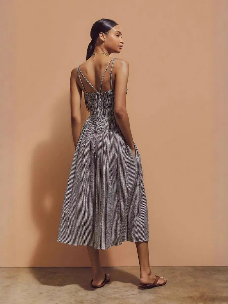   Sangle d'épaule réglable en coton à rayures Midi Dr, exposition Ba, rangées en t croisé, ceinture de décoration plissée, pièce unique, 2025