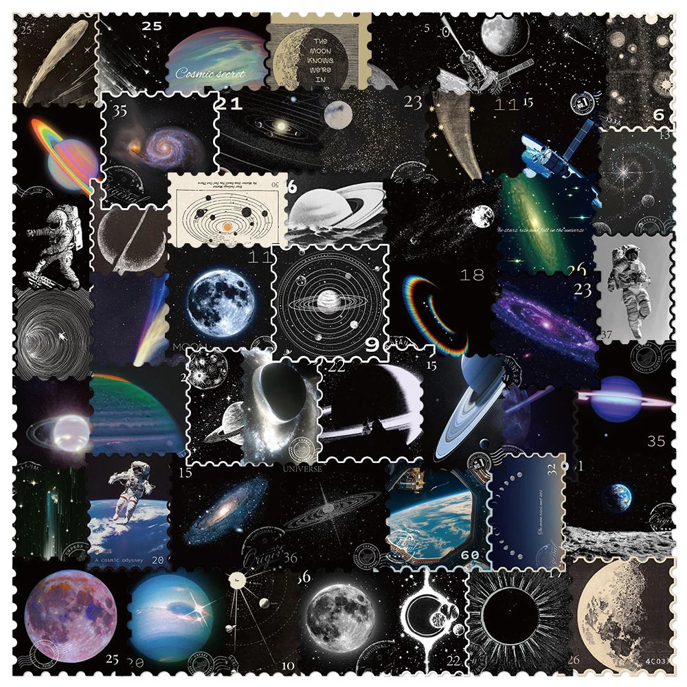 10/30/50pcs Mysterious Universe Cartoon Graffiti Stickers Space Planet Galaxy Decals DIY Luggage Diary Journal Aesthetic Sticker