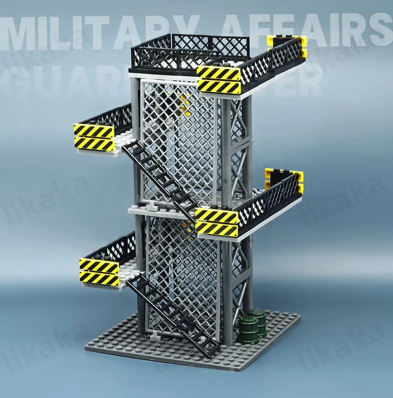 MOC Military Guard Tower Building Blocks Toy DIY Construction Blocks Toys for Boys Kids Gifts Compatible with Big Brands Bricks