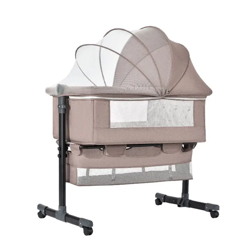 Modern Luxury Contemporary 3-in-1 Metal Crib New Multifunctional Portable Crib Cradle Bedroom Hotel