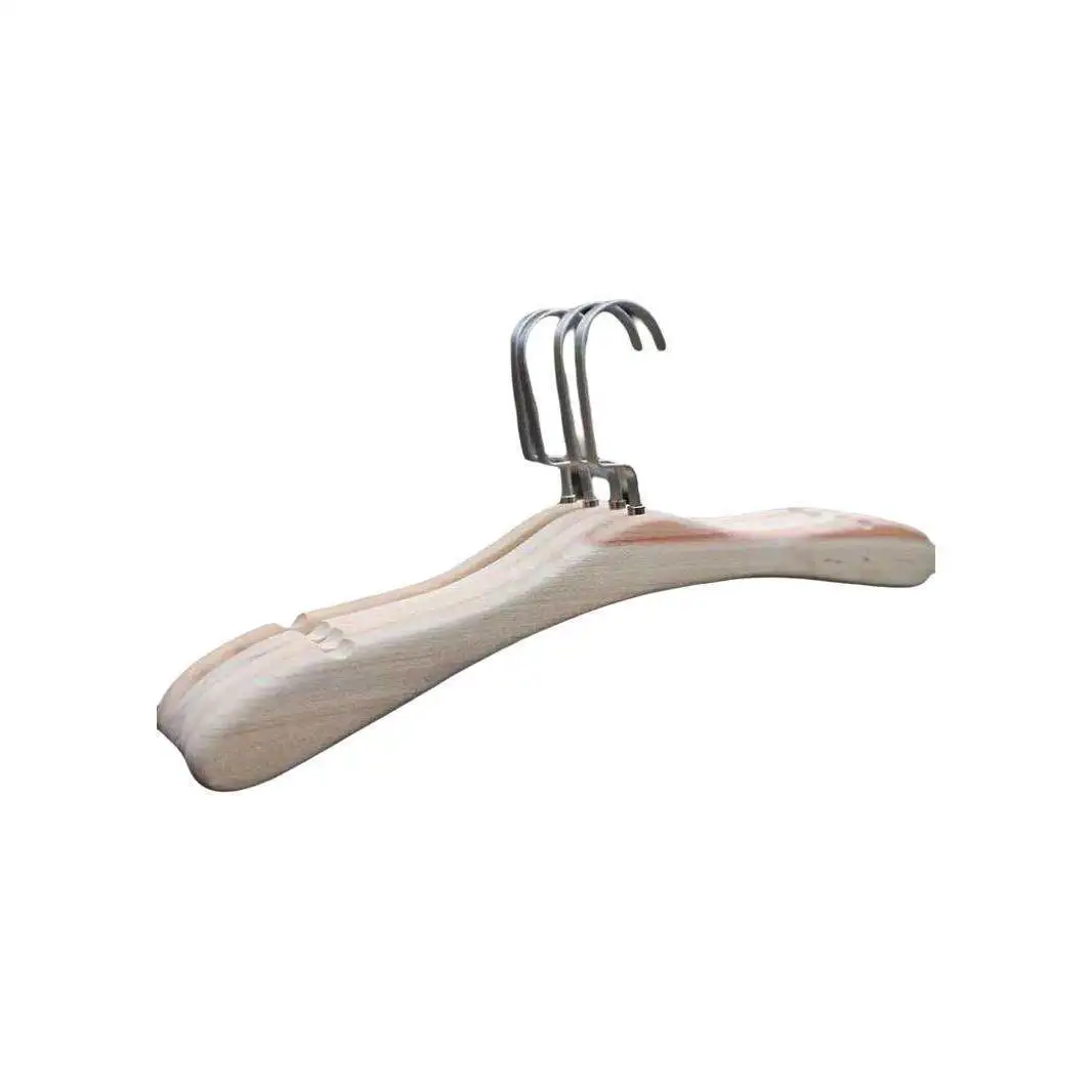 4 Pcs Natural Wooden Hangers Smooth Finish Non Slip Shoulder Grooves Heavy Duty Metal Hook Coat Hangers for Closet Wardrobe Suit