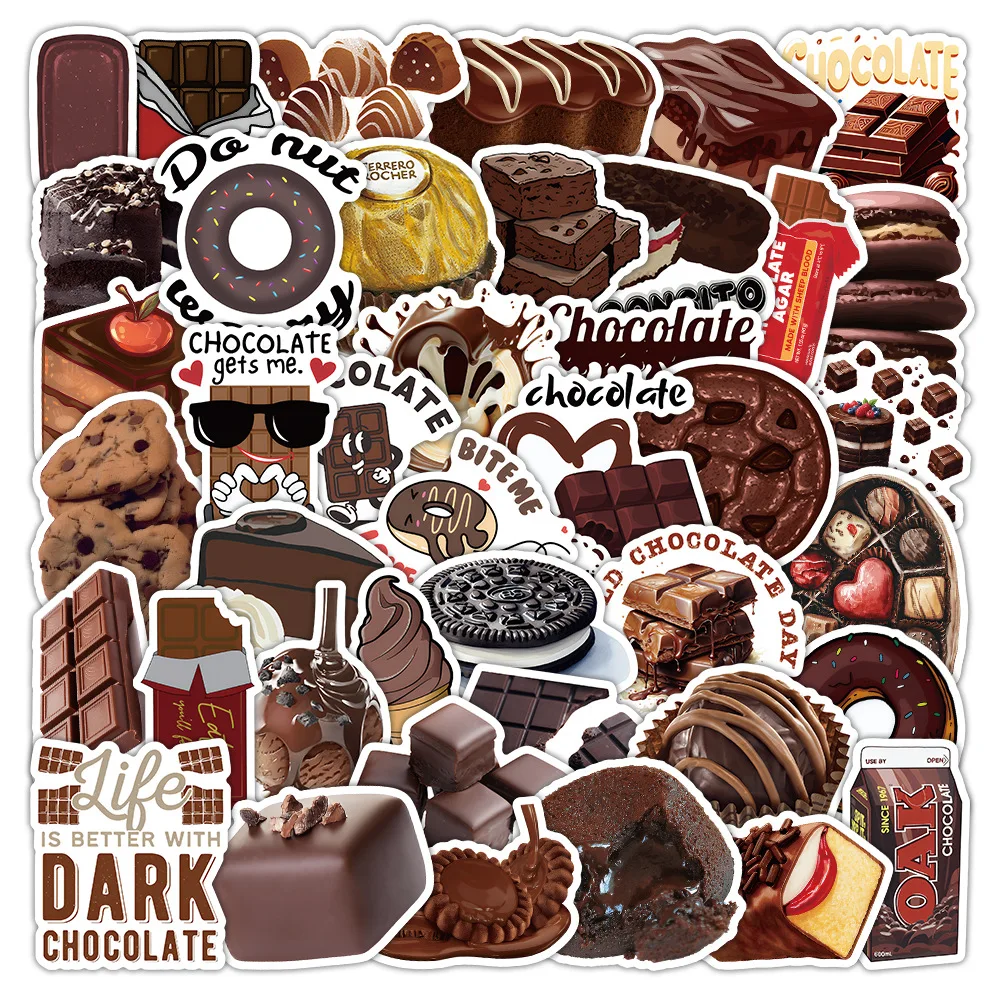 

50PCS Chocolate Dessert Stickers Cute Sweet Food Chocolate Lovers DIY Decorative Diary Laptop iPad Waterproof Stickers Kids Toy