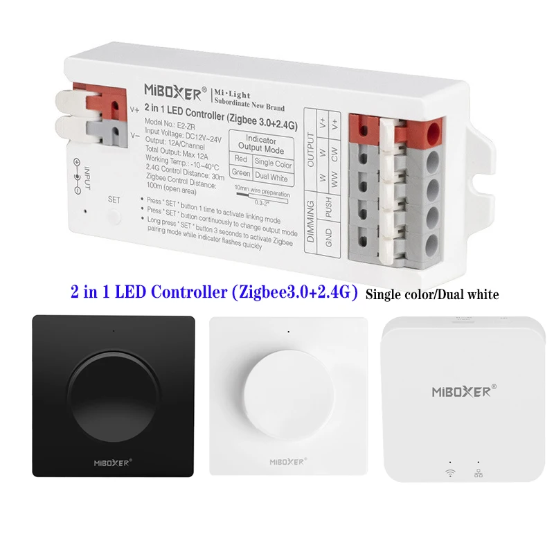 Miboxer 2 in 1 Led LED Light Dimmer (zigbe3.0 + 2.4G) utilizzare per singolo colore/Dual white 5050 COB CCT Light