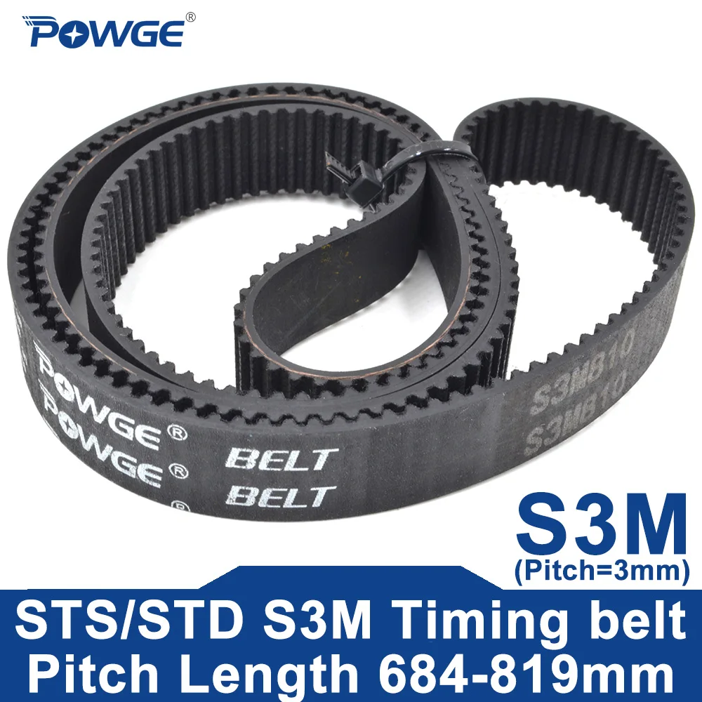 POWGE STD S3M Timing Belt Lp=684-819mm 687 690 693 696 699 702 705 708 711 714 717 720 726 729 732 738 741 750 753 756 762 765