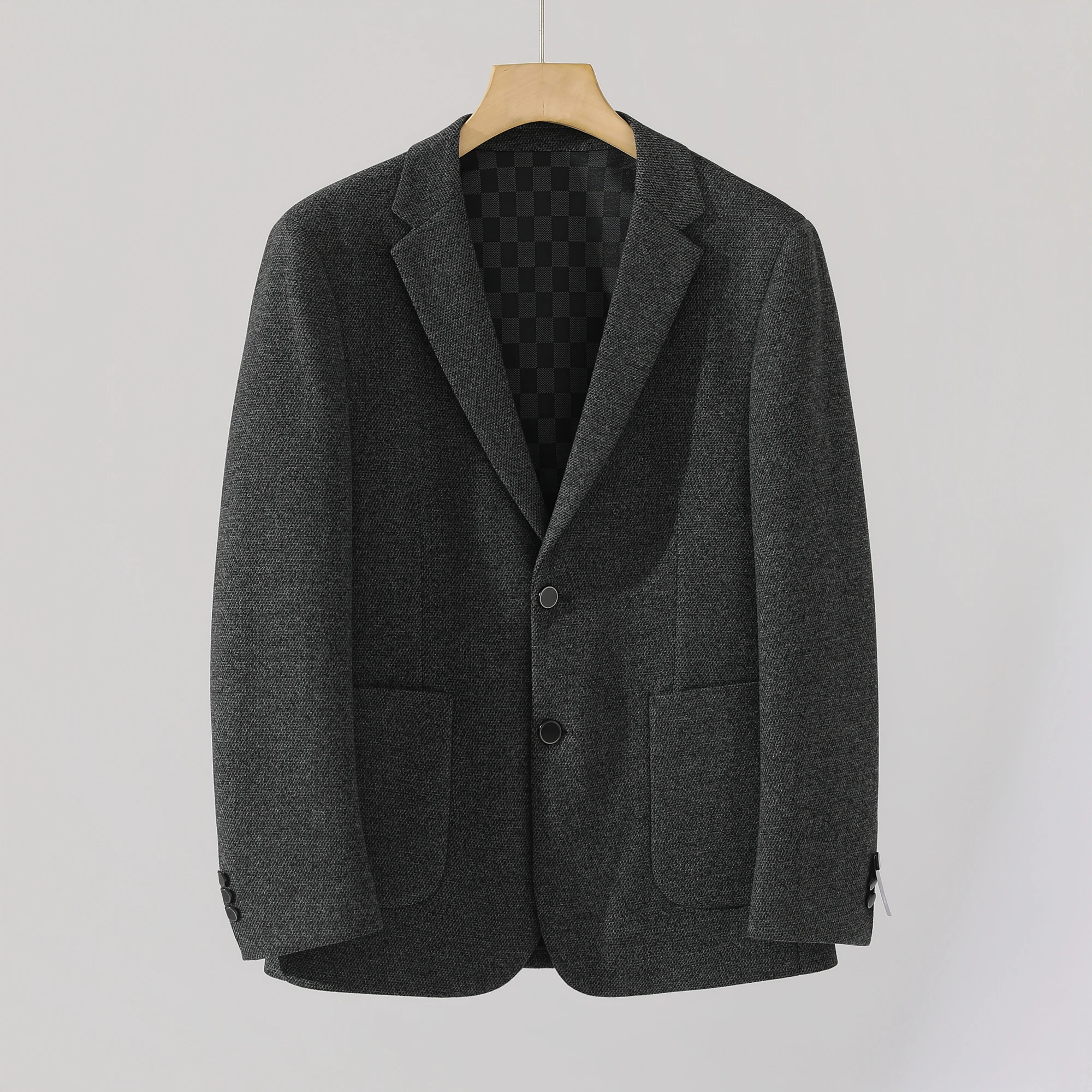 

Men's Casual Wool Silk Blend Suit Autumn Thi Warm Busin Commute Color Leisure Western Sle Jaet Faionable Urb...