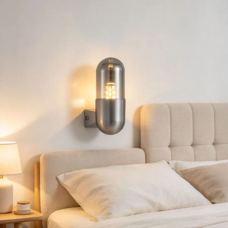 Creative Art Minimalist Aluminum Glass Home Decor Sconce LED Room Wall Light For Bedroom Villa Living Room Lighting Fixtures